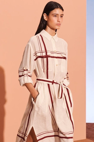 Рубашечное платье из льняной пряжи- Заказать в России