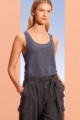 Льняная майка с двойной пелериной- Заказать в России