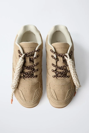 Кожаные кроссовки на шнурках- Заказать в России