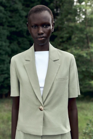 Блейзер из льна с короткими рукавами- Заказать в России