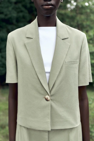 Блейзер из льна с короткими рукавами- Заказать в России