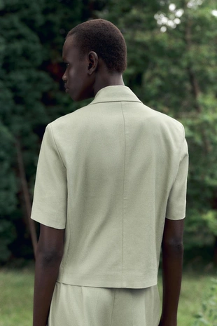 Блейзер из льна с короткими рукавами- Заказать в России