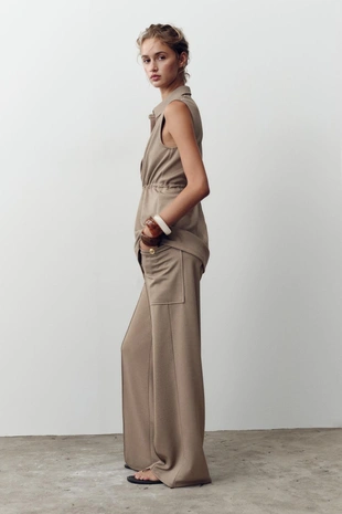 Жилет из твила с пуговицами- Заказать в России