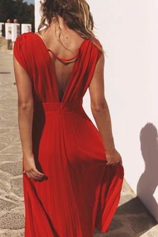 Плиссированное платье миди- Заказать в России