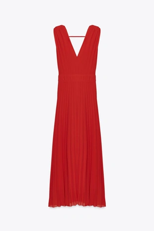 Плиссированное платье миди- Заказать в России