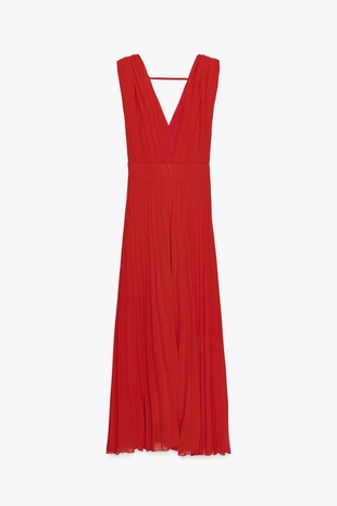 Плиссированное платье миди- Заказать в России