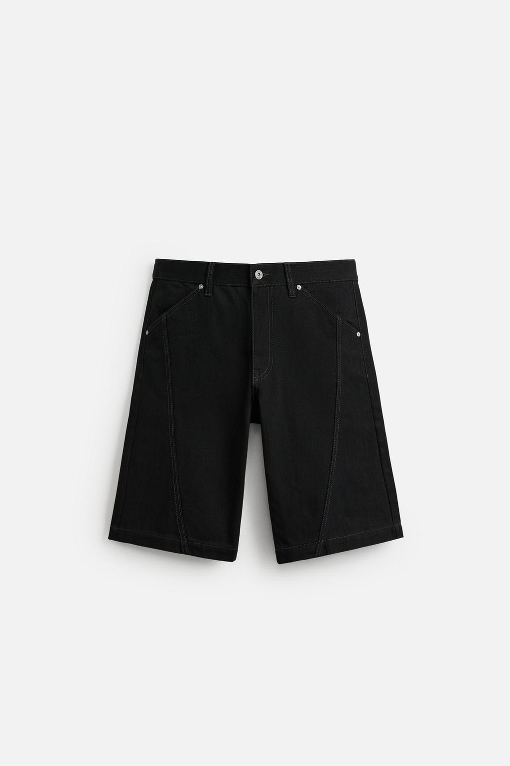 ДЖИНСОВЫЕ ШОРТЫ-БЕРМУДЫ BAGGY FIT С ОТСТРОЧКОЙ