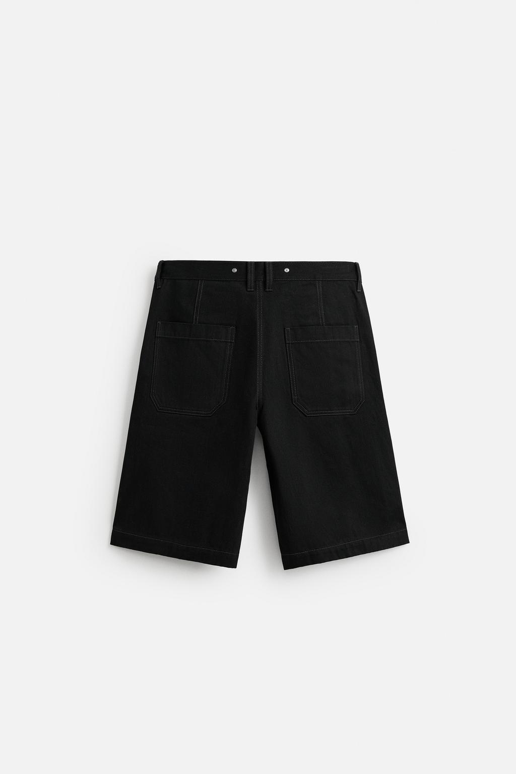 ДЖИНСОВЫЕ ШОРТЫ-БЕРМУДЫ BAGGY FIT С ОТСТРОЧКОЙ