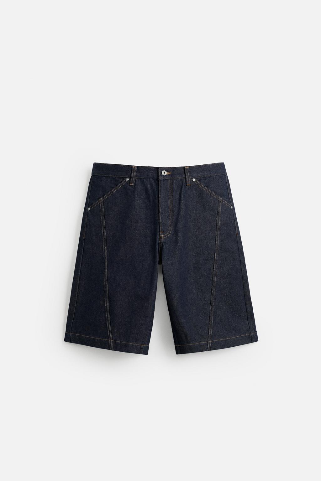 ДЖИНСОВЫЕ ШОРТЫ-БЕРМУДЫ BAGGY FIT С ОТСТРОЧКОЙ