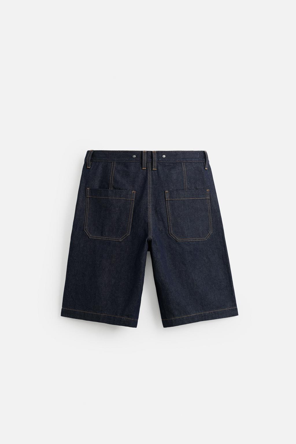 ДЖИНСОВЫЕ ШОРТЫ-БЕРМУДЫ BAGGY FIT С ОТСТРОЧКОЙ