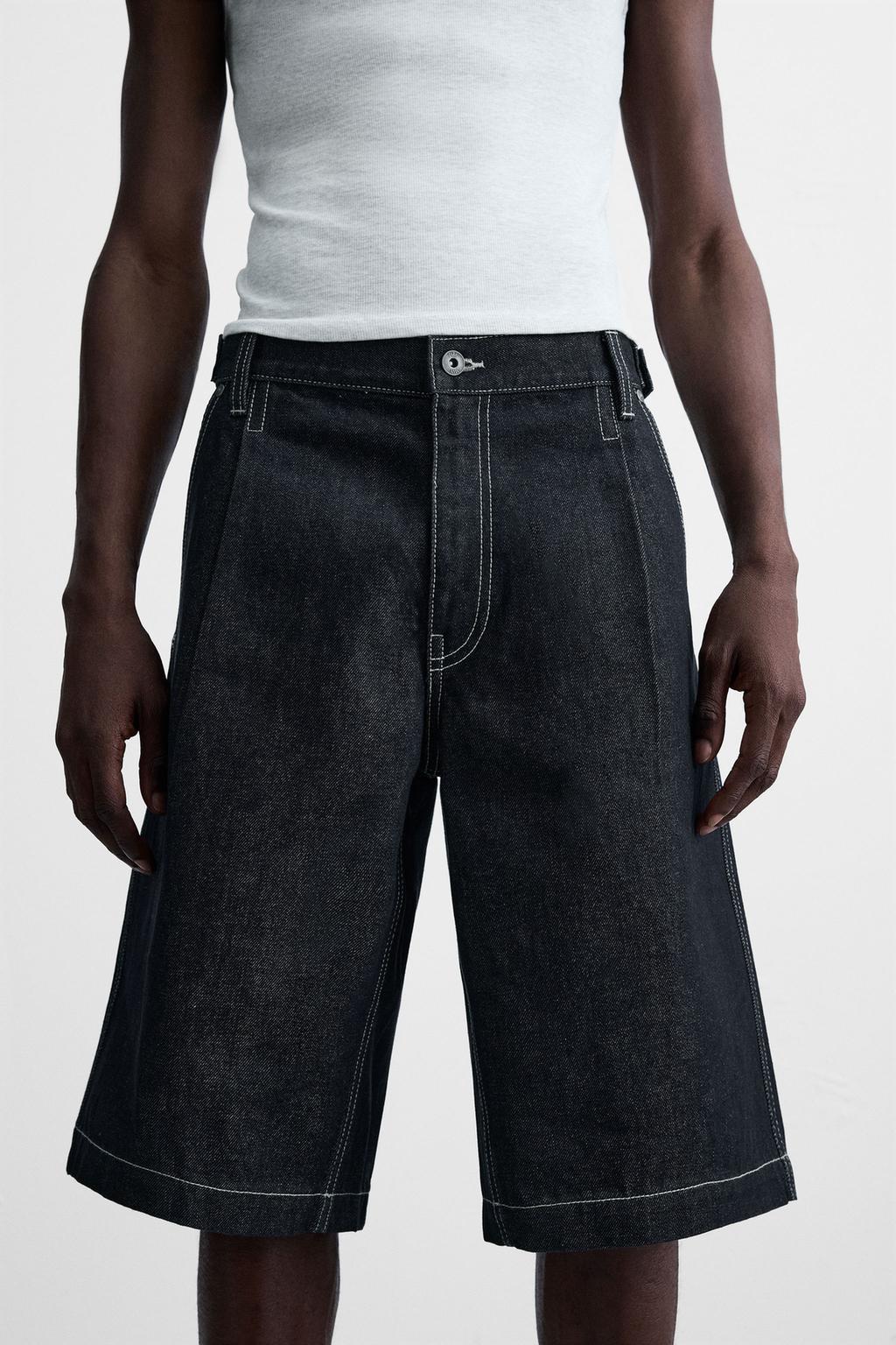ДЖИНСОВЫЕ ШОРТЫ-БЕРМУДЫ BAGGY FIT СО ШЛЕВКАМИ