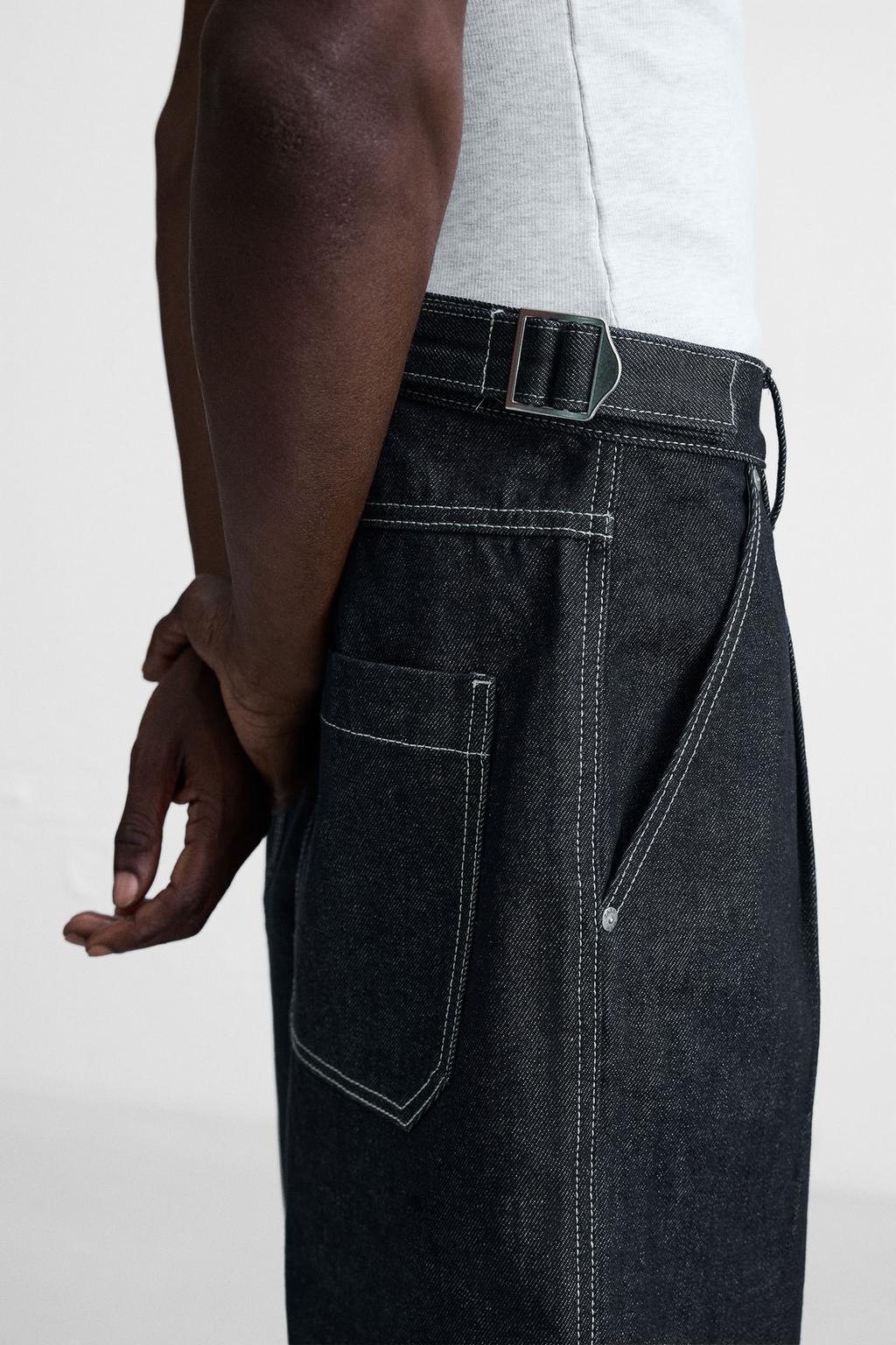 ДЖИНСОВЫЕ ШОРТЫ-БЕРМУДЫ BAGGY FIT СО ШЛЕВКАМИ