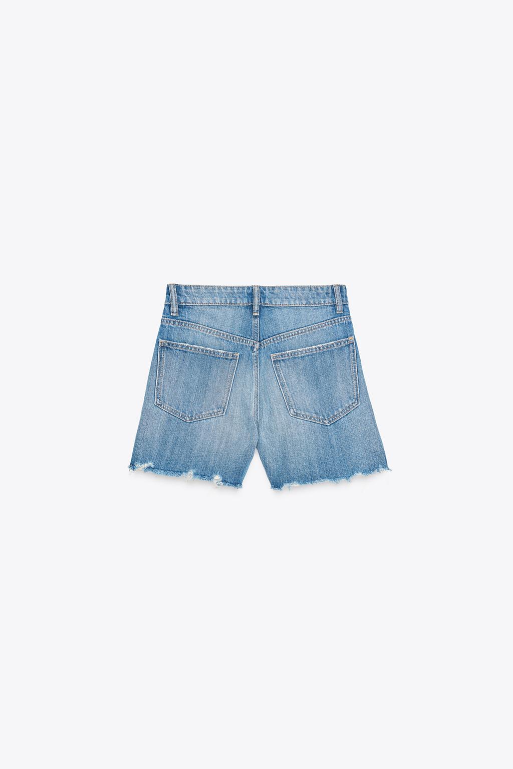 ДЖИНСОВЫЕ ШОРТЫ TRF С ВЫСОКОЙ ПОСАДКОЙ MOM FIT И КОСОЙ ЗАСТЕЖКОЙ