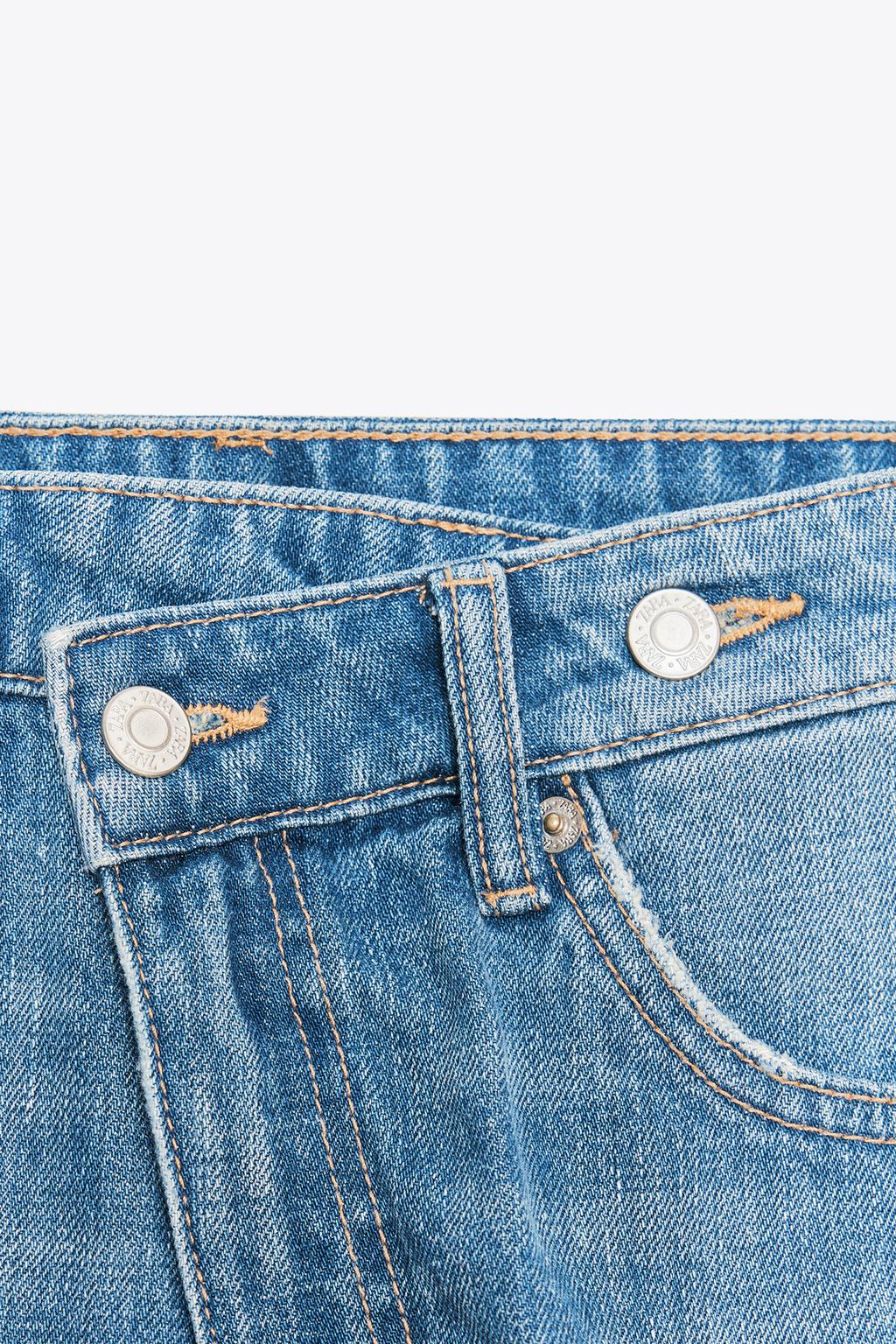 ДЖИНСОВЫЕ ШОРТЫ TRF С ВЫСОКОЙ ПОСАДКОЙ MOM FIT И КОСОЙ ЗАСТЕЖКОЙ