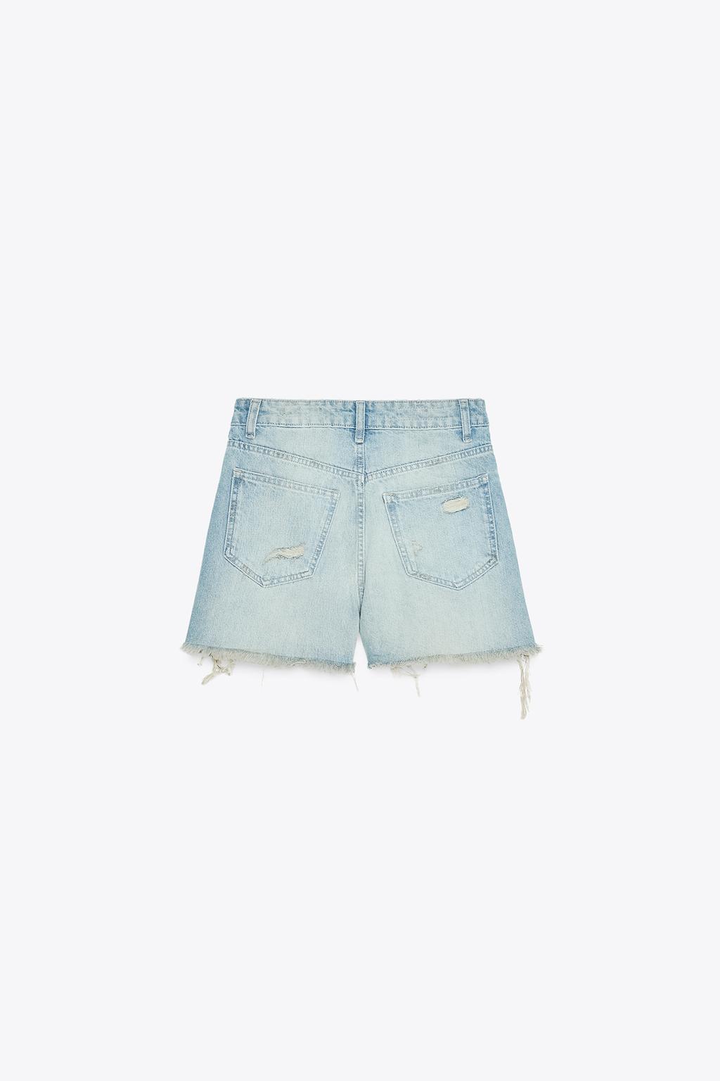 ДЖИНСОВЫЕ ШОРТЫ TRF С ВЫСОКОЙ ПОСАДКОЙ MOM FIT И КОСОЙ ЗАСТЕЖКОЙ