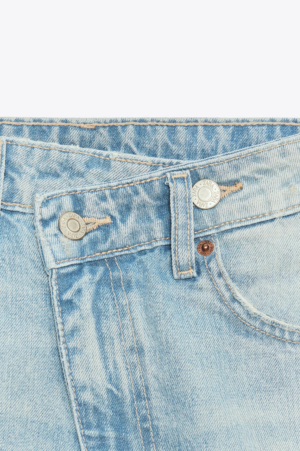 ДЖИНСОВЫЕ ШОРТЫ TRF С ВЫСОКОЙ ПОСАДКОЙ MOM FIT И КОСОЙ ЗАСТЕЖКОЙ