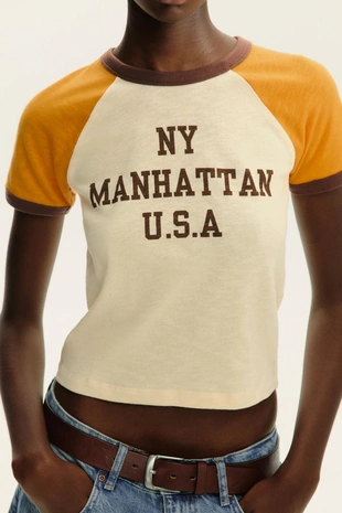 Футболка с текстом в рубчик- Заказать в России