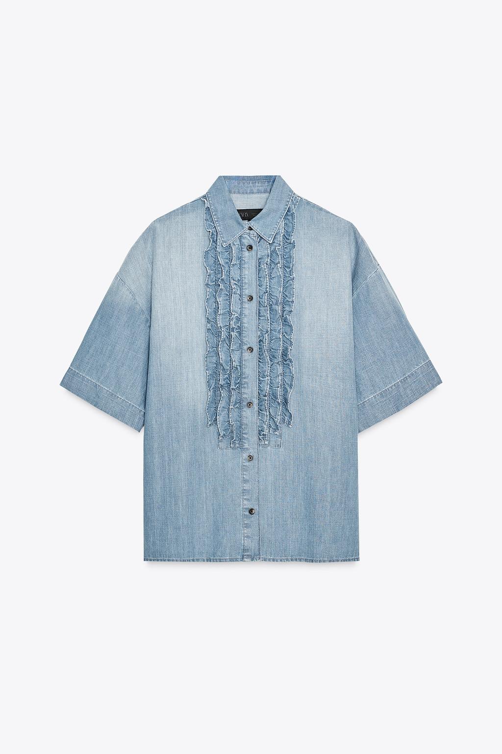 ДЖИНСОВАЯ РУБАШКА С ОБОРКАМИ — ZW COLLECTION