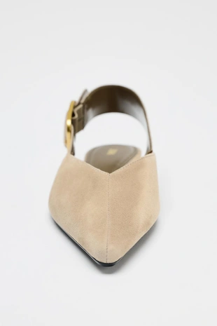 Замшевые туфли без задника с пряжкой- Заказать в России