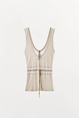 Трикотажный топ с контрастной отделкой- Заказать в России