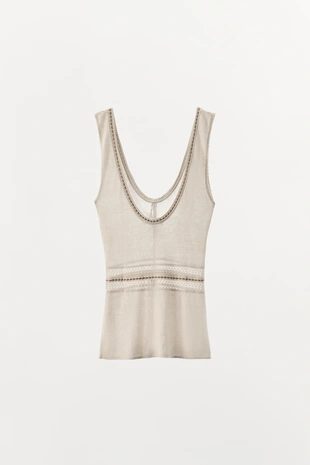 Трикотажный топ с контрастной отделкой- Заказать в России