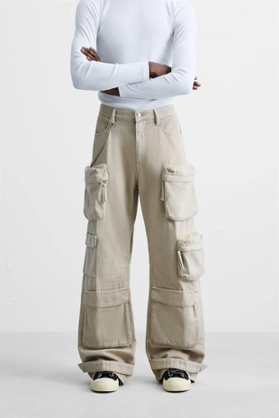 Джинсовые брюки карго с карманами