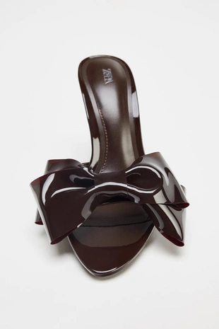 Босоножки на каблуке с бантом- Заказать в России