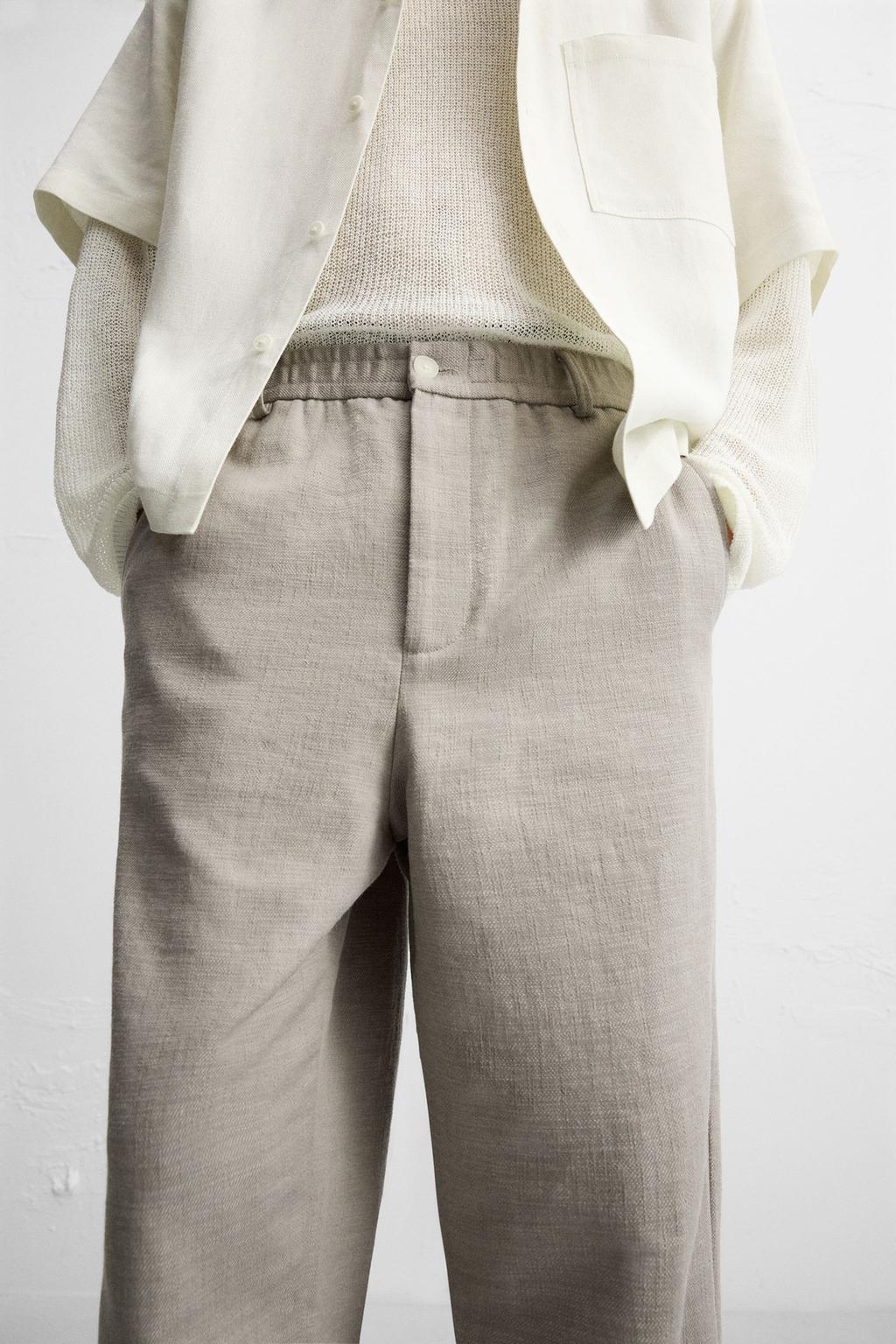 БРЮКИ REGULAR FIT ИЗ ТКАНИ С ТЕКСТУРОЙ