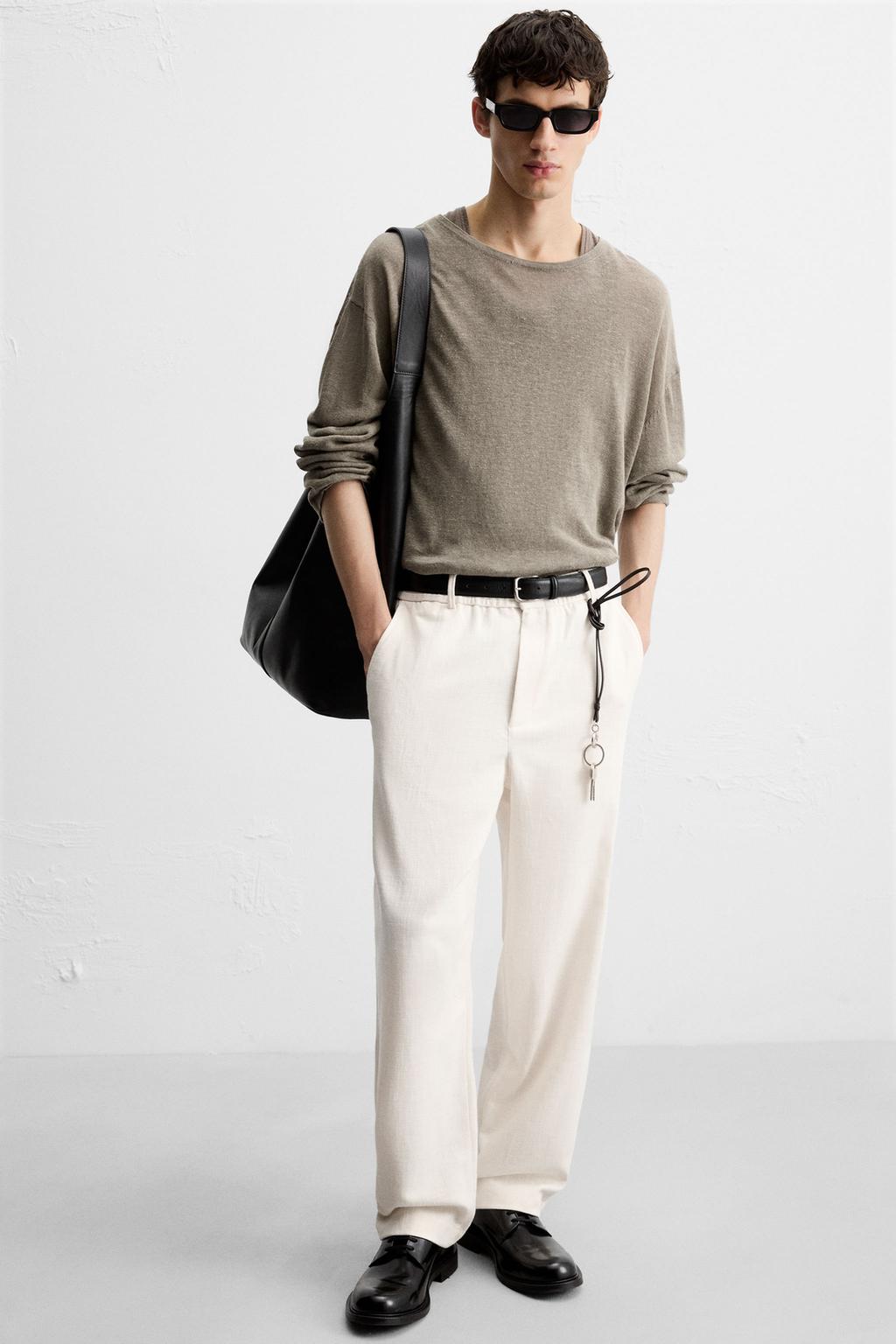 БРЮКИ REGULAR FIT ИЗ ТКАНИ С ТЕКСТУРОЙ
