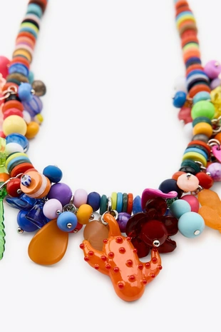 Разноцветное ожерелье с бусинами- Заказать в России