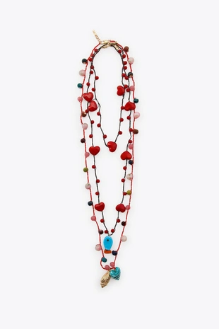 Набор из 3 ожерелий-шнурков с сердечками и шармами- Заказать в России