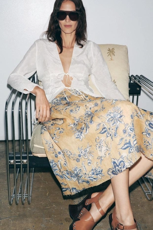 Юбка с цветочным принтом из рами — ZW COLLECTION- Заказать в России