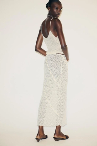 Кружевная юбка миди с заклепками- Заказать в России