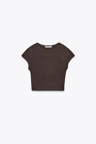 Укороченная футболка из хлопка и модала