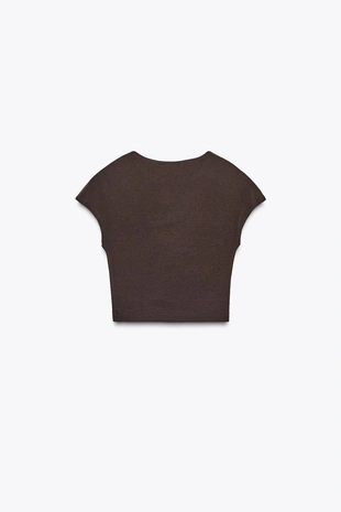 Укороченная футболка из хлопка и модала- Заказать в России