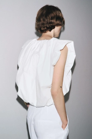 Топ из поплина с присборенным низом — ZW COLLECTION