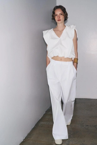 Топ из поплина с присборенным низом — ZW COLLECTION