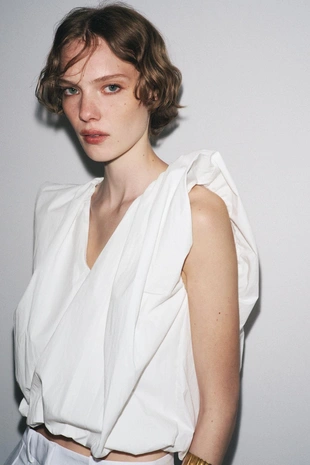 Топ из поплина с присборенным низом — ZW COLLECTION- Заказать в России