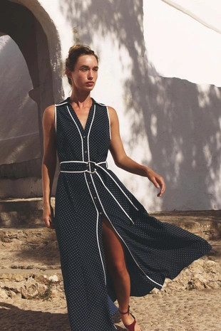 Платье миди в горошек- Заказать в России