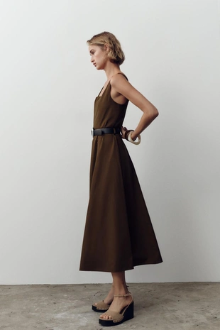 Платье-миди с поясом- Заказать в России