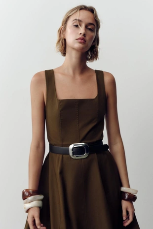 Платье-миди с поясом- Заказать в России