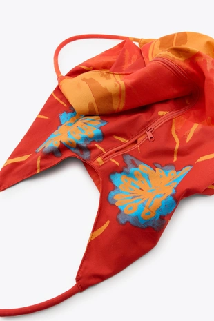 Большая хлопковая сумка с цветочным принтом- Заказать в России