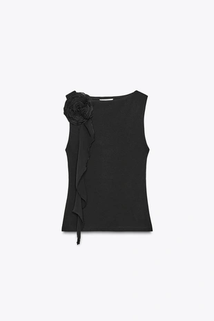 Топ с цветком без рукавов- Заказать в России