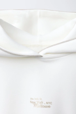 Ecru | 8054/705/712 - Zara Толстовка с текстом из модала