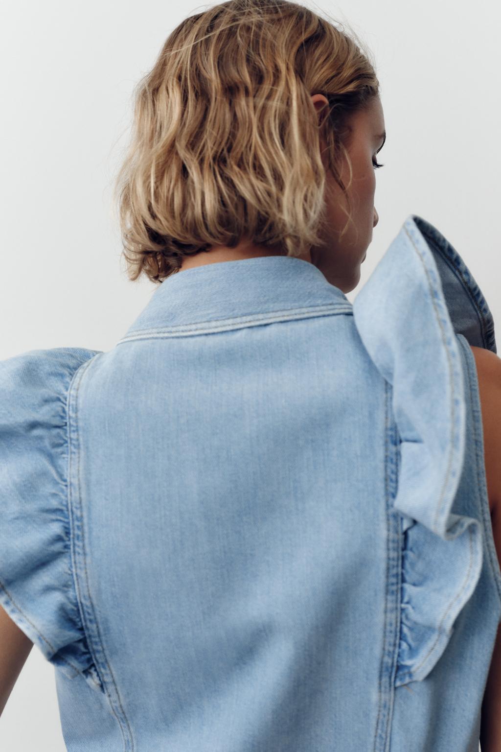 ДЖИНСОВАЯ РУБАШКА Z1975 С ВОЛАНАМИ