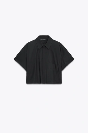 Укороченная рубашка из поплина- Заказать в России