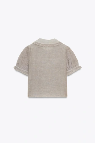 Рубашка с круглым воротником и вышивкой- Заказать в России