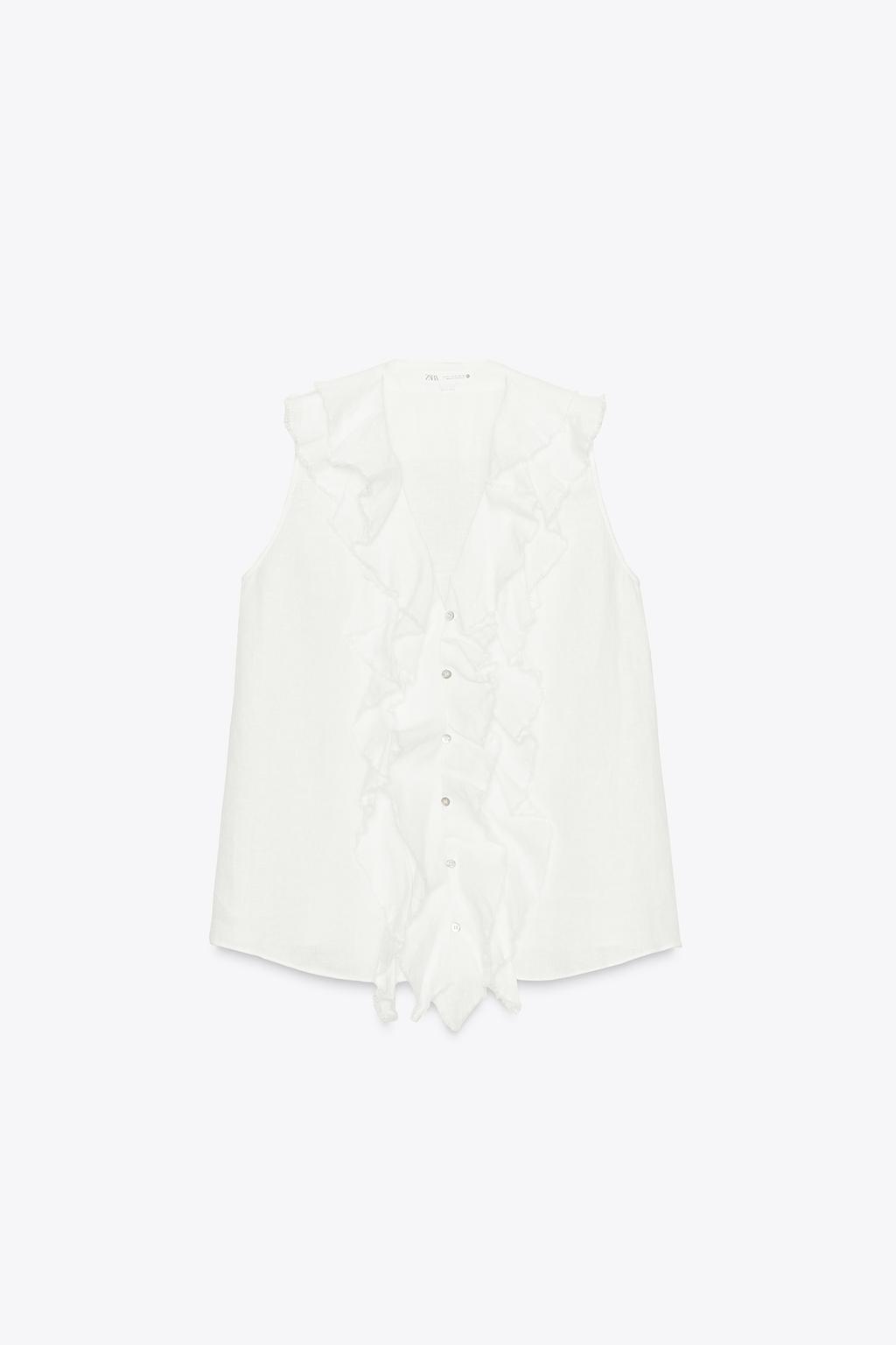 РУБАШКА ИЗ ЛЬНЯНОЙ ТКАНИ С ВОЛАНАМИ — ZW COLLECTION