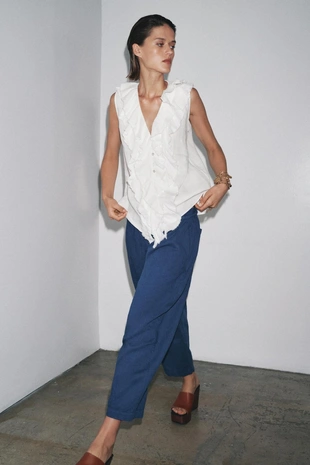 Рубашка из льняной ткани с воланами — ZW COLLECTION- Заказать в России