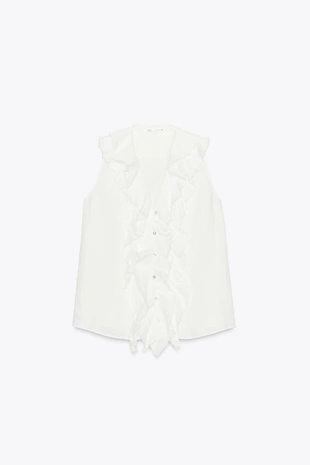 Рубашка из льняной ткани с воланами — ZW COLLECTION- Заказать в России